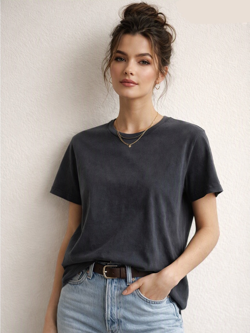 J Crew Pima Cotton Slim Fit T-shirt in Washed Out Black Size Small NWT